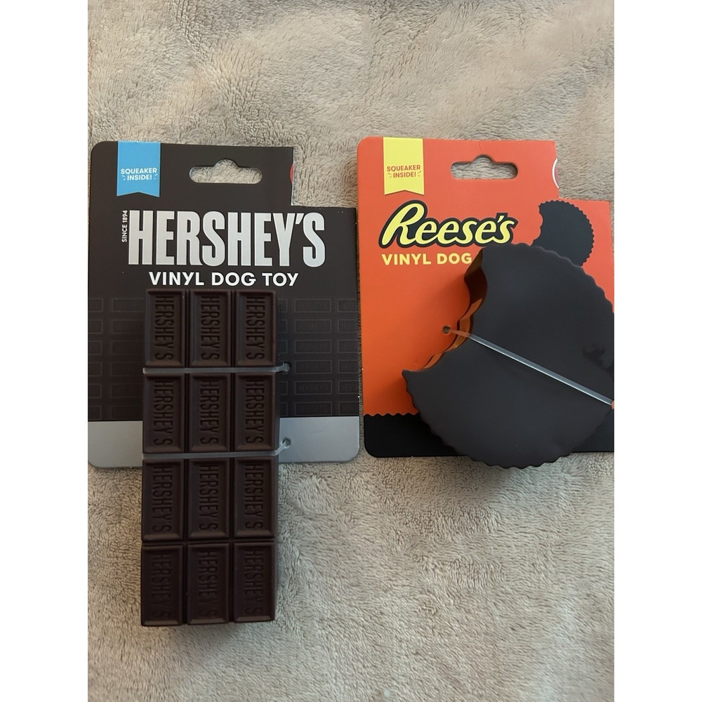 Hershey's Bar‎ & Reese's  Peanut Butter Cup Vinyl Plastic Squeaky Dog Toy